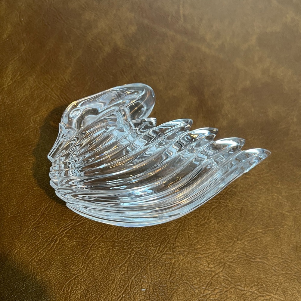 Crystal Swan Trinket, Vanity Box with Lid, Art Deco Style